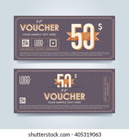Voucher design. Discount coupon card template vector design. Set of gift voucher card with promo discount offer. Elegant banner template for restaurant or luxury business offer. 