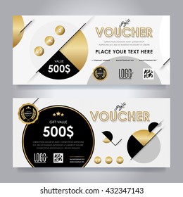Voucher design. Discount coupon card template vector design. Set of gift voucher card with promo discount offer. Elegant banner template for restaurant or luxury business offer. 