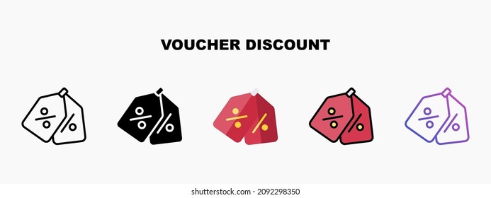 Voucher Discount icon designed in outline flat glyph filled line and gradient. Perfect for website mobile app presentation and any other projects. Enjoy this icon for your project.
