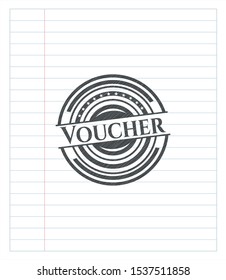 Voucher emblem with pencil effect. Vector Illustration. Detailed.