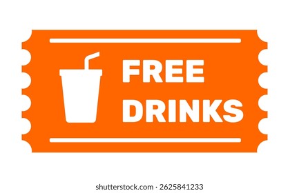 Voucher free drinks icon vector illustration. Voucher coupon clip art editable for your event or business
