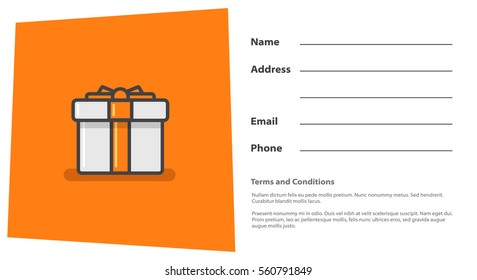 Voucher (Gift Box Line Art Vector Illustration Icon in Flat Style Design)