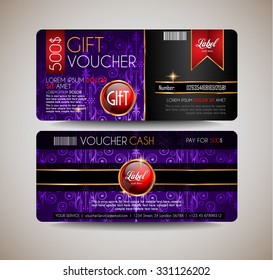 Voucher Gift Card layout template for your promotional design. Space and fields for text, front and back provided.
