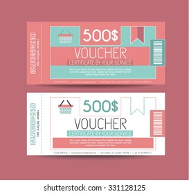 Voucher Gift Card layout template for your promotional design. Space and fields for text, front and back provided.