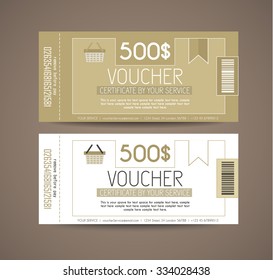Voucher Gift Card layout template for your promotional design, tickets template, printed gift cards.. Space and fields for text, front and back provided.