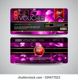 Voucher Gift Card layout template for your promotional design, tickets template, printed gift cards.. Space and fields for text, front and back provided.