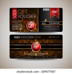 Voucher Gift Card layout template for your promotional design, tickets template, printed gift cards.. Space and fields for text, front and back provided.