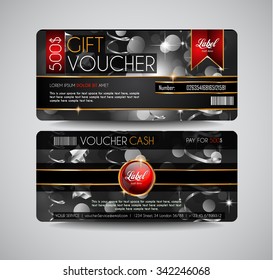 Voucher Gift Card layout template for your promotional design, tickets template, printed gift cards.. Space and fields for text, front and back provided.