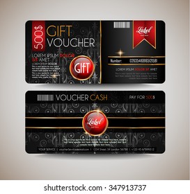 Voucher Gift Card layout template for your promotional design, tickets template, printed gift cards.. Space and fields for text, front and back provided.