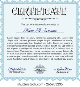 Voucher, Gift certificate, Coupon template with border, frame. Background design for invitation, banknote, money design, currency, check. 
