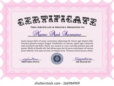 Voucher, Gift certificate, Coupon template with border, frame. Background design for invitation, banknote, money design, currency, check. 