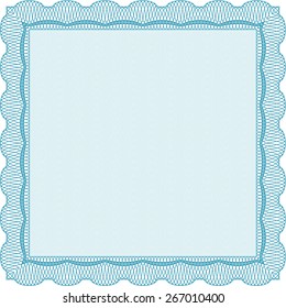 Voucher, Gift certificate, Coupon template with border, frame. Background design for invitation, banknote, money design, currency, check. 