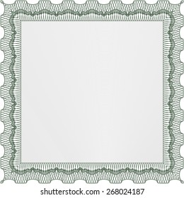 Voucher, Gift certificate, Coupon template with border, frame. Background design for invitation, banknote, money design, currency, check.  