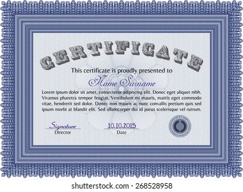 Voucher, Gift certificate, Coupon template with border, frame. Background design for invitation, banknote, money design, currency, check. 

