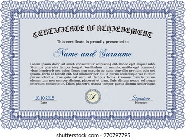 Cargo, certificado de regalo, plantilla de cupón con borde, marco. Diseño de fondo para invitación, billetes, diseño de dinero, moneda, cheque.  