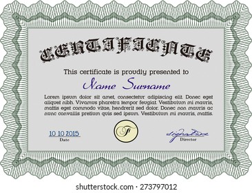 Voucher, Gift certificate, Coupon template with border, frame. Background design for invitation, banknote, money design, currency, check. 