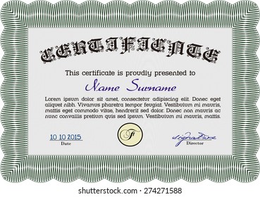 Voucher, Gift certificate, Coupon template with border, frame. Background design for invitation, banknote, money design, currency, check. 