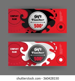 Voucher, Gift certificate, Coupon template with curvy element and circle label. Concept for boutique, fashion, beauty salon, flyer, banner design.