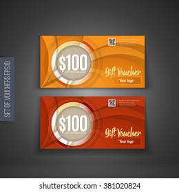 Voucher, Gift certificate, Coupon template. Background design for invitation, ticket, banknote, money design, currency, check (cheque). Vector