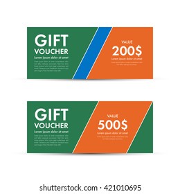 Voucher, Gift certificate, Coupon template. Vector illustration.