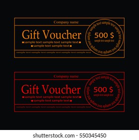 Voucher gift neon color outline