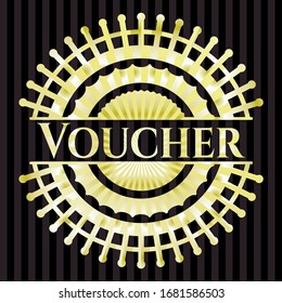 Voucher gold emblem. Vector Illustration. Detailed.