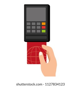 voucher with hand and credit card