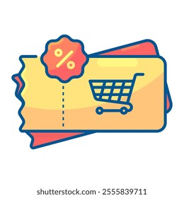 Voucher icon. coupon, discount, offer, promo, sale, ticket, gift, voucher, shop, gift card. Vector icon illustration