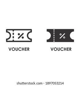 Icono de cupón en la ilustración de vector delgada y en negrita para tienda online o tienda web u otra otra