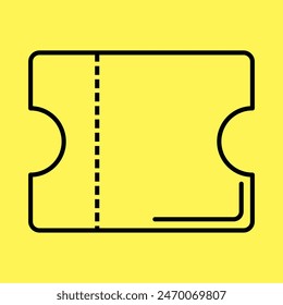 voucher icon simple, line vector isolated on yellow background. trendy and modern design
