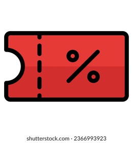 Vocador vectorial de icono del cupón. Icono simple con estilo de línea rellena, adecuado para diseño gráfico, sitio web y aplicación móvil