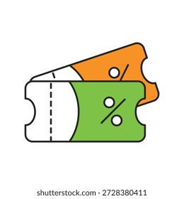 Icono de cupón con fondo blanco Vector Ilustración de stock