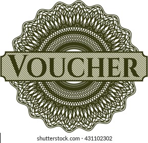 Voucher inside money style emblem or rosette