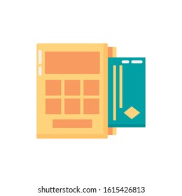 voucher machine with credit card vector illustration design