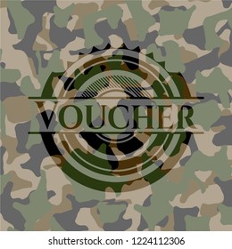 Voucher on camouflage pattern