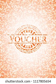 Voucher orange mosaic emblem with background