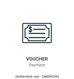 Voucher outline vector icon. Thin line black voucher icon, flat vector simple element illustration from editable payment concept isolated stroke on white background