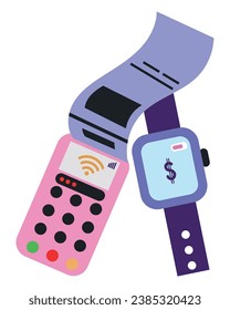 ilustración de pago de cupón y vector de reloj inteligente aislado