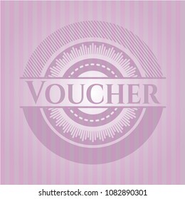 Voucher pink emblem. Retro