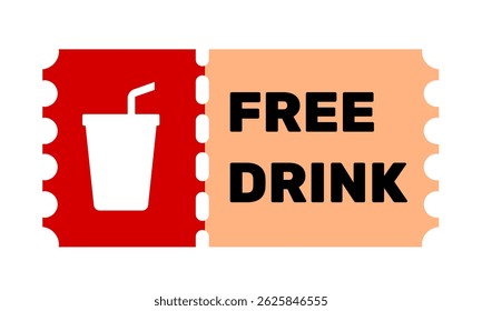 Voucher promo free drink icon vector illustration. Voucher reward in event or festival. Coupon clip art editable for your event or business