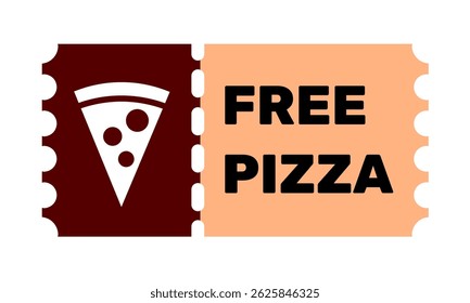 Voucher promo free pizza icon vector illustration. Voucher reward in event or festival. Coupon clip art editable for your event or business