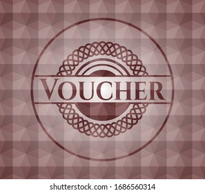 Voucher red seamless badge with geometric background.
