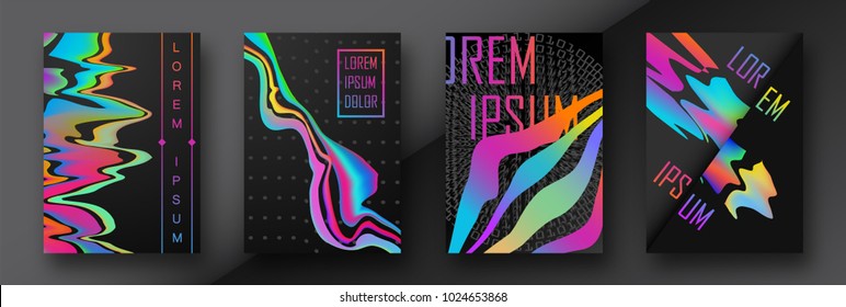 Voucher set with abstract luxury liquid bubbles shapes. 80s 90s retro geometric style. Can be used for banners, posters, web, flyers, vouchers, cards. Vector illustration. EPS 10.