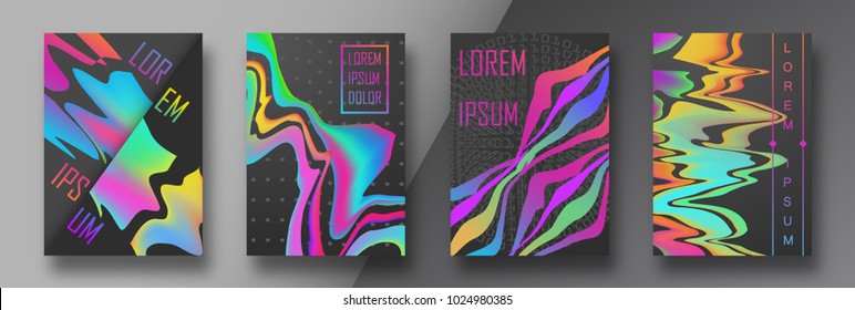 Voucher set with abstract luxury liquid bubbles shapes. 80s 90s retro geometric style. Can be used for banners, posters, web, flyers, vouchers, cards. Vector illustration. EPS 10.