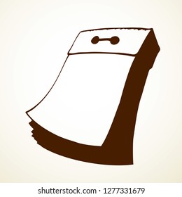 Voucher stack of curl leaves isolated on white backdrop. Freehand line black ink hand drawn template logo sign border in art scribble ancient style pen on cardboard space for event text. Closeup view