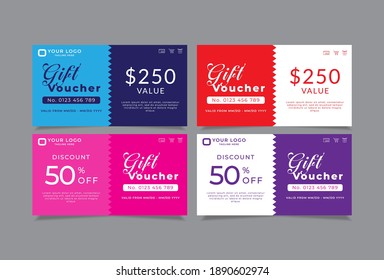 Voucher template.  Background design coupon, invitation, currency. Vector illustration.