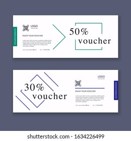 Voucher template with color gift box, certificate. Background design coupon, invitation, currency. Vector illustration.