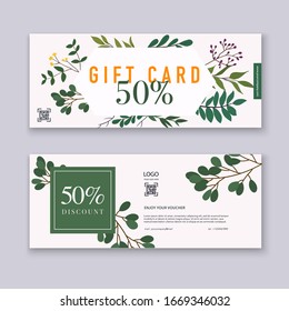 Voucher template with color gift box, certificate. Background design coupon Vector illustration.