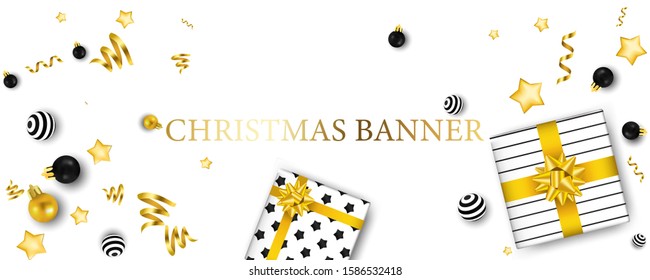 Voucher template discount coupon vector illustration. Amazing wood greeting card, banner with Christmas tree and Gift Box. Desing for decoration banner.