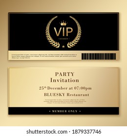 Voucher Template With Gold And Black Certificate. Background Design Coupon, Invitation, Currency. Set Of Stylish Gift Voucher, Pattern, Gift Card, Coupon,VIP And Invite.